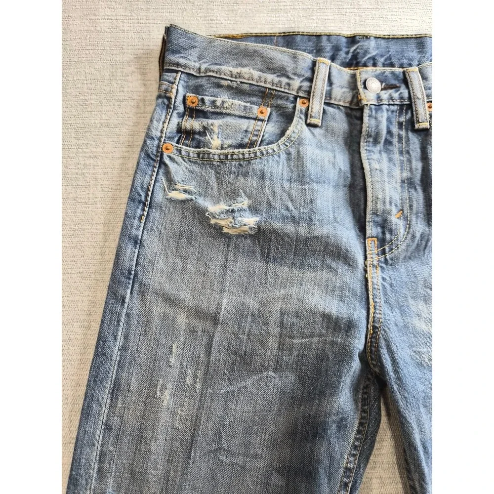 Levi's 522 Jeans Mens 28x32 Blue Denim Distressed Straight Leg Outdoor Wear